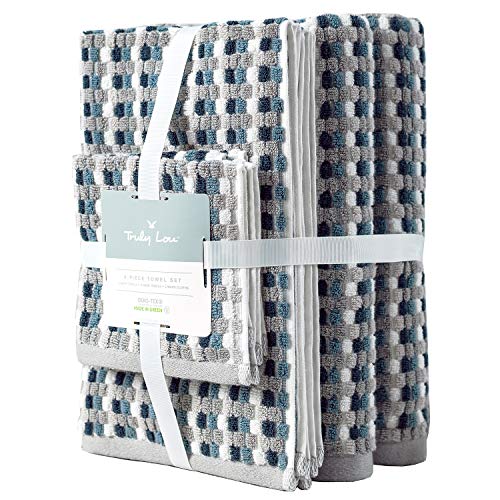Truly Lou Harbor Stripe 100 Cotton Towel Set, Textured Bath Towel Set