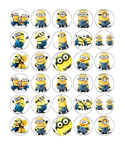 30 x Edible Cupcake Toppers â€“ Minions Despicable Me Themed Party Collection of Edible Cake Decorations| Uncut Edible Prints on Wafer Sheet 