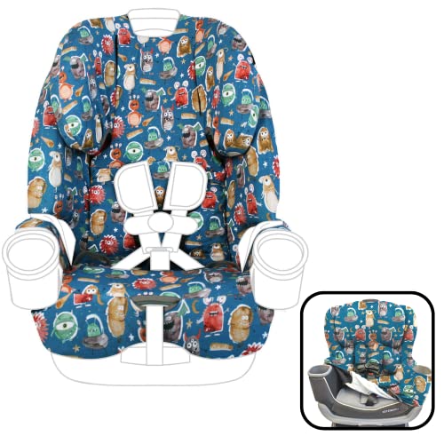 UKJE Protective Car Seat Cover Compatible with Graco 4ever DLX 4-in-1 Car Seat, CPSC Compliant Standards, Car Seat Liner Protector, Convertible Car Seat, Travel Accessories, Cotton Cover-Blue Monsters