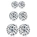 3 Pair 925 Sterling Silver Round Cut Simulation Diamond CZ Stud Earrings(Size 4-6)