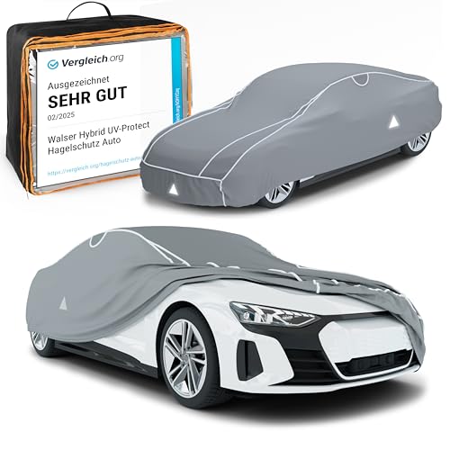 WALSER Premium Hagelschutz Abdeckplane Auto, Auszeichnung Sehr Gut* Hagelschutzplane, TÜV geprüfte* Autogarage Hagel, Hybrid UV Protect Vollgarage, Wa
