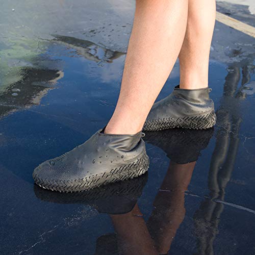 DoDoMagxanadu Silicone Shoe Covers Rain Boot Shoe Cover for Cycling, Outdoor, Camping Garden Waterproof Men Women and Kids Shoe Covers (Black, M)
