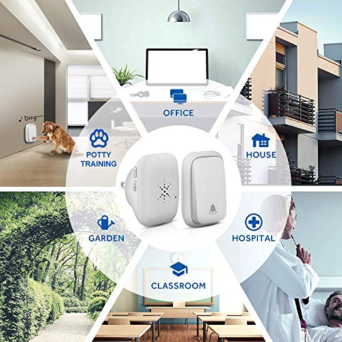 No Battery Required Doorbell,CFGROW Self-Powered Generation Waterproof Wireless Door Bell Chime Kit For Home, Office, Shops,Dog Bell,Operating At 1000 Feet,38 Chimes, 4 Volume Levels & Led Indicator - Thumbnail 5