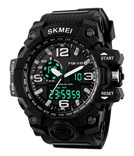 SKMEI Men s SK1155A Multifunctional Outdoor Sports Dual Time Analog Digital Wrist Watch Black