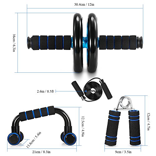 TOMSHOO-Juego-de-Rodillos-de-Ruedas-5-en-1-Rueda-Abdominal-Push-Up-Bars-Cuerda-para-Saltar-Fortalecedor-de-Mano-con-Esterilla-Deporte-Gimnasio-en-Ejercicio-en-Casa-de-Fitness-Abdominales-Culturismo