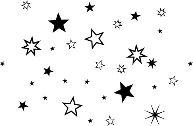 90 Stück Schwarze Sterne Aufkleber, Mix-Set, Fensterdekoration zu