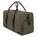 S-ZONE Travel Duffel Weekend Tote Bag Canvas PU Leather Trim Shoe Compartment (Army Green)