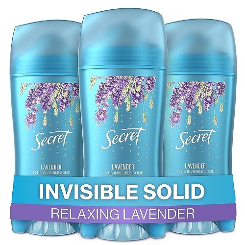 Secret Antitranspirante e desodorante para mulheres, lavanda, invisível sólido, 74 g (pacote com 3)