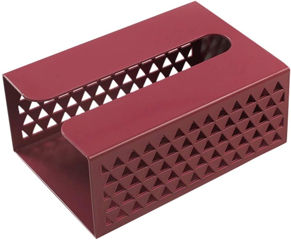 PSFS Tissue Box Holder-Wall-Mounted Cupboard Paper Box Paper Towel Storage Box Punch Free Hollowed Home Waterproof Removable Paper Towel Storage Box (Wine)