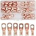 40pcs UL Listed Copper Wire Lugs, 6 Types Heavy Duty Wire Lugs Battery Cable Closed Ends Bare Copper Eyelets Tubular Ring Terminal Connectors Assortment Kit