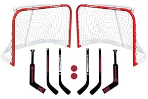 Hockey Pro-Style Mini Hockey Game 10 Piece Set - 2 31" nets, 4 Player Sticks, 2 Goalie Sticks, 2 Balls
