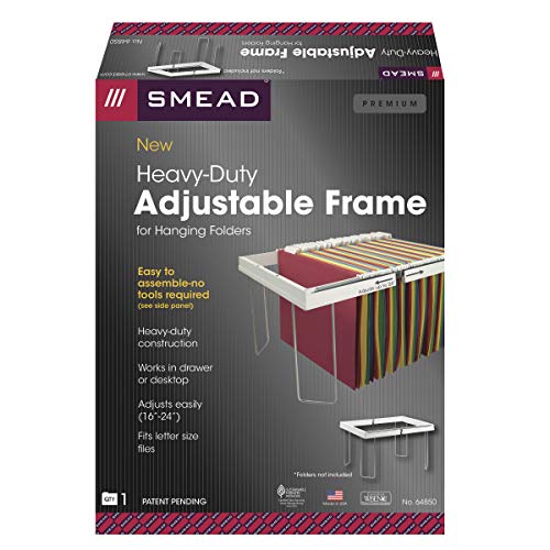 Smead HeavyDuty Adjustable Hanging Folder Frame, Letter Size, White