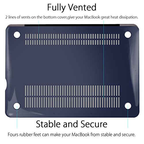 UESWILL 3in1 Glossy Crystal Clear See Through Hard Shell Case Cover for MacBook Pro 13" with CD-ROM (Non-Retina)(Model:A1278) + Keyboard Cover and Screen Protector + Microfibre Cleaning Cloth, Black - Thumbnail 3