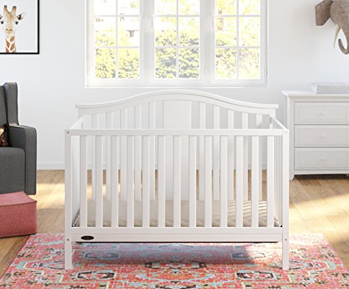 image for Storkcraft Graco Solano 4-in-1 Convertible Crib With Mattress, White, 