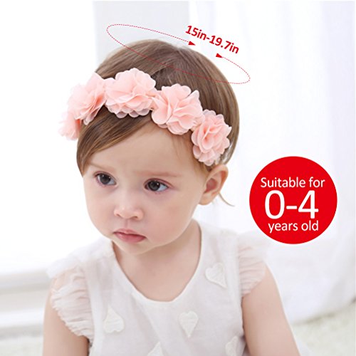 Fmeida Baby Girls Headband Flower Birthday Crown Hair Band-Gift for Baby (Pink Flower)