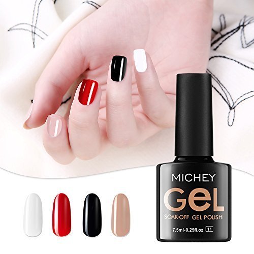 MICHEYGel UV Gel Nail Polish, pack of 4, Gel Nail Polish Kit, 0.25 fl oz