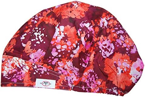 MedCap Bouffant Surgical Cap Bouffant Scrub Hat with Sweatband Adjustable (Zippy Oranges Reds)