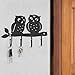 MyGift Wall Mounted Black Metal Key Rack Holder Organizer with 4 Hooks and Owl Design, Entryway Wall Hanging Storage Organizer for Keys, Laynard, Light Coat and Hat
