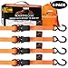 RoofPax Ratchet Straps (4-Pack), Heavy Duty Tie Downs Kit 1,823 Lbs Break Strength 1