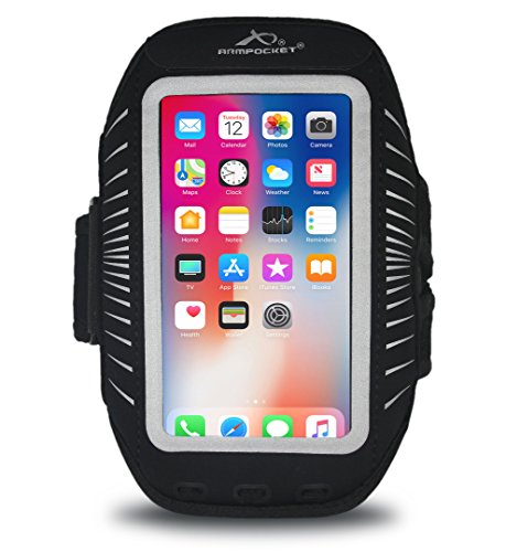 Armpocket Racer Plus Ultra Thin Phone Armband, Black, Medium Strap - Fits iPhone 8 Plus/7 Plus/6 Plus, Galaxy S8+, Note 5, or Phones up to 6.3"