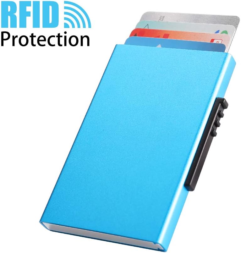 Wiivilik Card Holder Wallet Credit Card Holder Slim Card Protector Aluminum Pop up Cards Holder Contactless Card Protector