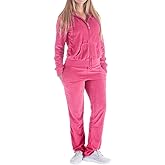 LeeHanTon Sweat Suits for Women Set Comfortable Sweat Outfits Workout Suit Zip Velour Hoodie and Jogger Sport Suit