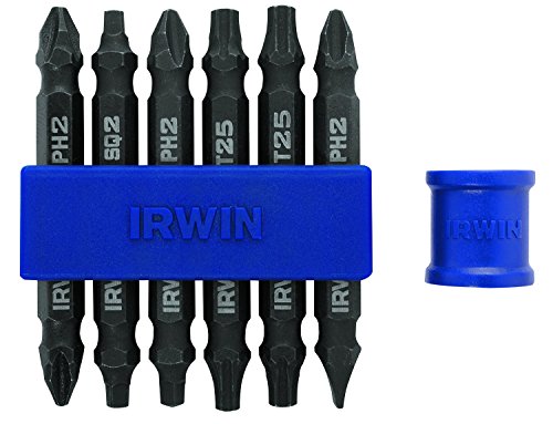 IRWIN Tools IMPACT Performance Series Double-Ended Screwdriver Power Bit, Assorted, 2 3/8-inch length, 7-Piece Set with Magnetic Screw Hold Attachment (1903525)