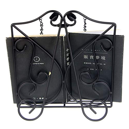 Kitchen Cookbook Holder Reading Rest Cookbook Stand Holder Foldable Tablet Cook Book Stand Bookrest with Adjustable Backing & Elegant Pattern (FBA-SPJ03-Black)