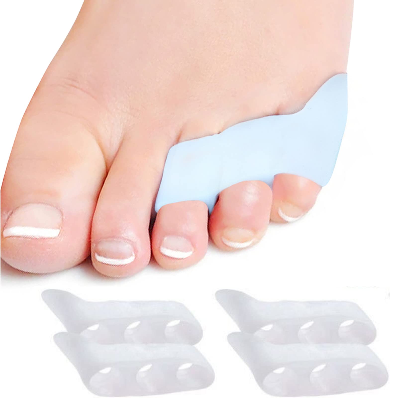 4PC Gel Toe Separator, Silicone Small Toe Protector for Overlapping Toes, Crooked Toes, Toe Corrector for Small Toes, Pressure and Pain for Bunion