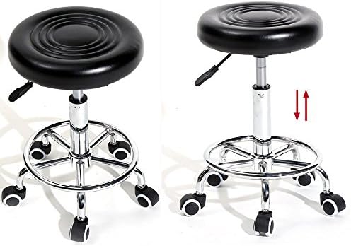 Hydraulic Swivel Rolling Bar Stool Tatto Spa Salon Stripe Chai Black