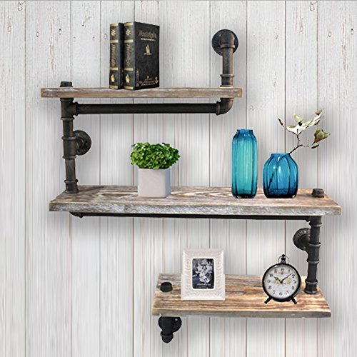 Reclaimed Wood & Industrial Heavy Duty DIY Pipe Shelf Shelves Steampunk Rustic Urban Bookshelf