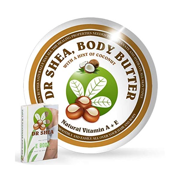 Dr-Shea-Body-Butter-Confident-Coconut-Moisturizing-Body-Cream-Nourishing-Skin-Care-Cream-Organic-Lip-Balm-Ideal-for-Dry-Skin-Anti-Aging-Natural-UV-Filter-Hair-Eczema-More-200-ml Coconut Body Butter - Dr Shea - 200ml