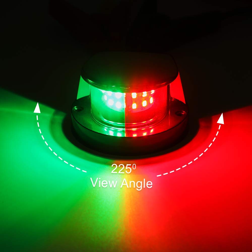 Obcursco LED Navigation Lights Deck Mount, New Marine Sailing Lights for Bow Side,Port, Starboard, Pontoons, Chandlery Boat, Yacht, Skeeter, DC 12V
