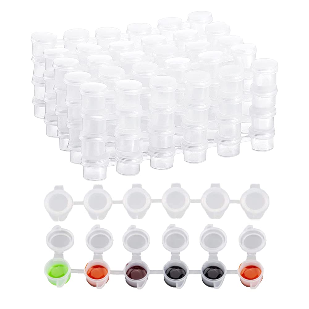 150 Pots Strips Empty Paint Strips Paint Cup Pots Clear Storage Containers Mini Empty Paint Pot for Classrooms Schools Paintings Art Festivals