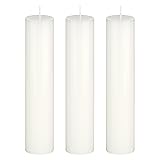 Mega Candles 3 pcs Unscented Solid White Pillar