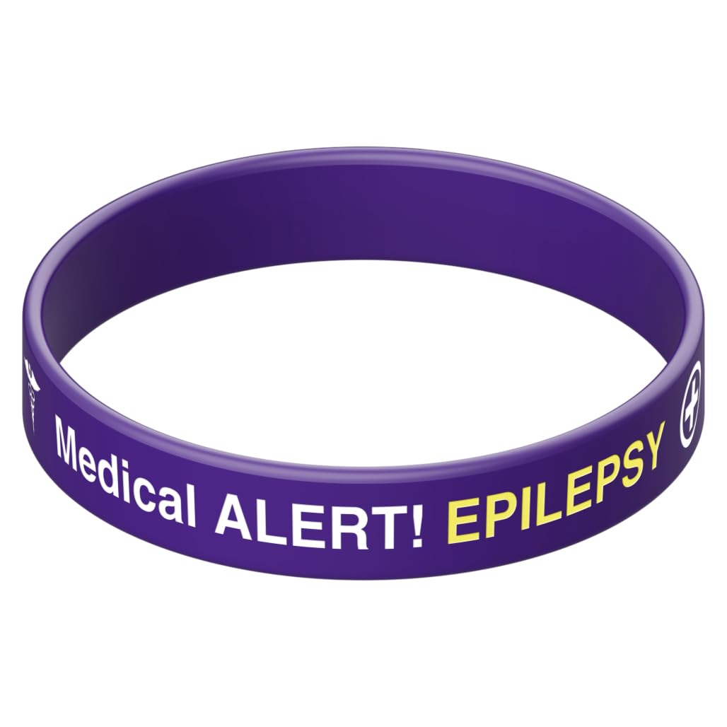 The ID Band Company Alert! Epilepsy Silicone Wristband (21cm, Purple)