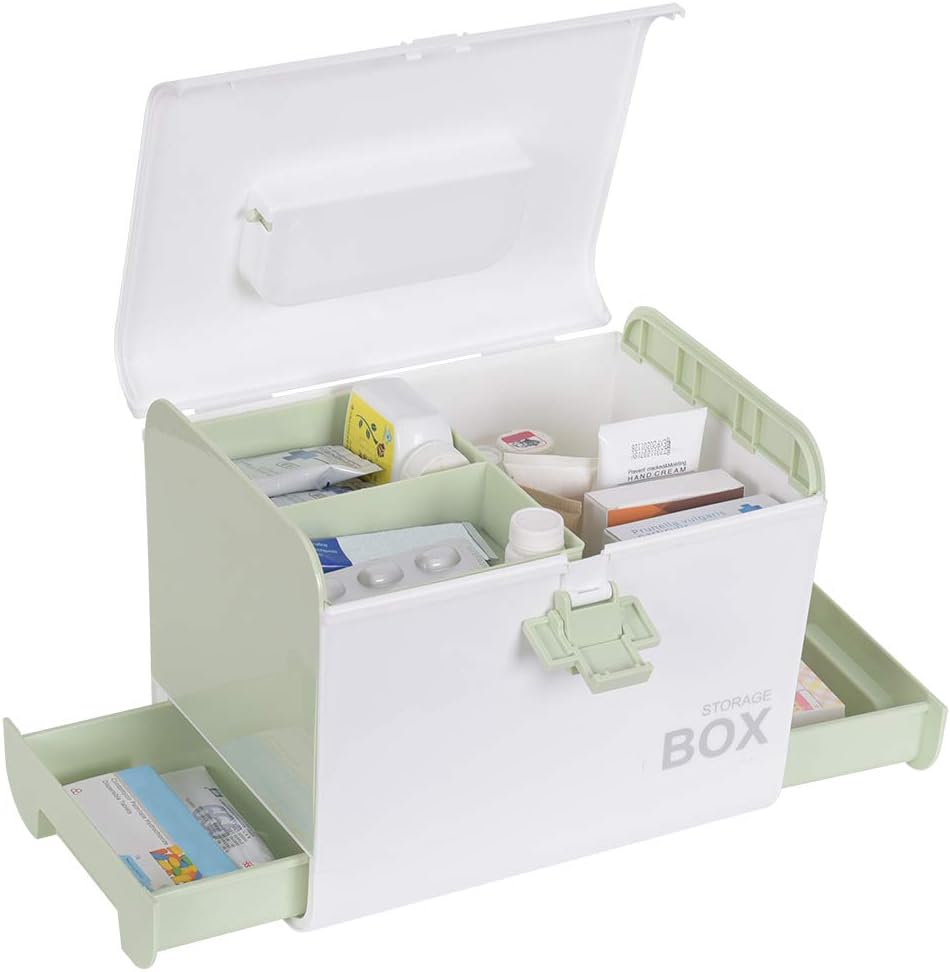 Sundale Childproof Lockable Medicine Box with Compartments, Drawers and Portable