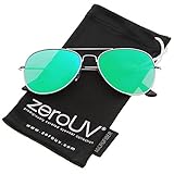 zeroUV - Classic Teardrop Full Metal Flash Mirrored Flat Lens Aviator Sunglasses 54mm