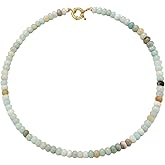 Liiusgelad Beaded Gemstone Necklaces for Women, Bohemian Birthstone & Pearl Choker -Turquoise Colorful Beaded Necklace for Christmas & Beach