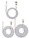 3 PACK 3ft/6ft/10ft Durable Braided Flat Noodle Lightning USB SYNC Cable Charger Cord for iPhone 5 / 5C / 5S / 6 / 6 Plus (Latest IOS Supported) iPad Mini iPod Touch 5th Air Gen (white)