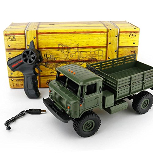 For Christmas,Sunfei WPL B-24 1:16 4WD Large RC Military Truck Wireless Remote Control Car Toy (Green)