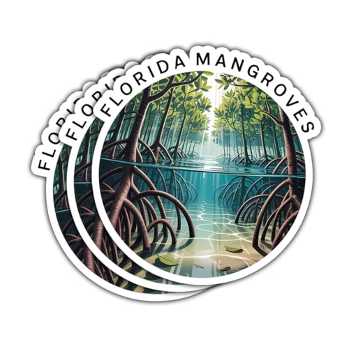 3 Pcs Florida Mangroves Stickers, Coastal Wetlands Nature Forest Design, Outdoor Travel Stickers Die-Cut Waterproof for Laptop, Water Bottle, Phone, Window, Helmet at Amazon