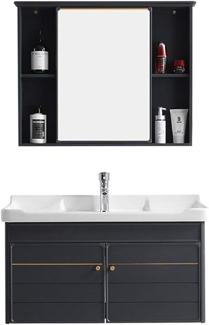 Gabinete de baño gris simple gabinete de combinación de gabinete de