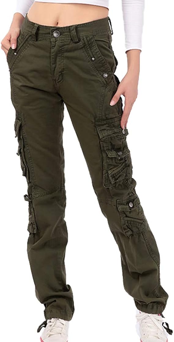 Cargo Hose für Frauen Damen Mode Mittlere Taille Schmale Füße Multi
