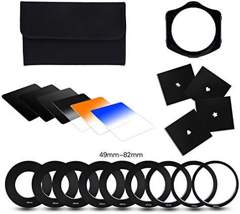 Klix Filter kit 6 Filter, 4 Bokeh and 9 Filter Adaptors Ring (49-82mm) and 1 ABS Adaptor Holder + Carrying Case
