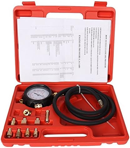 High Performance 12 Pieces Automatic Transmission Engine Oil Pressure Tester Gauge TU-11A Diagnostic Test Kit 0-500psi(Automatic Transmission Pressure Tester)