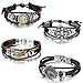 Aroncent 4pcs Vintage Handmade Leather Bracelet Adjustable Cuff Eagle Lion Skull Poker Wristband