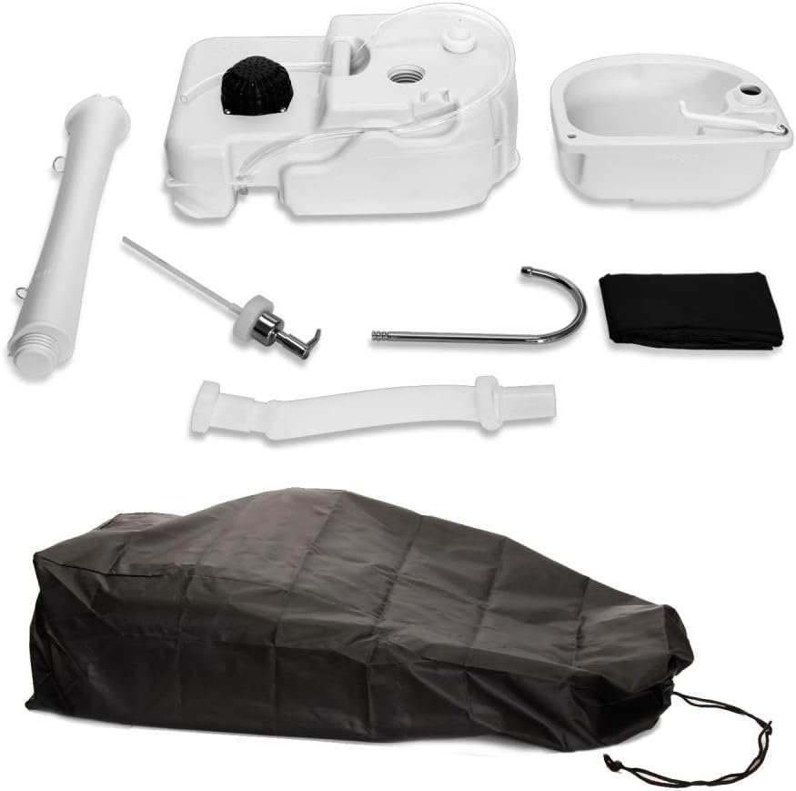 SereneLife Portable Camping Sink w/ Towel Holder & Soap Dispenser - 19L Water Capacity Hand Wash Basin Stand w/ Rolling Wheels - For Outdoor Events, Gatherings, Worksite & Camping - SLCASN18,White: Electronics