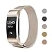 Keasy Replacement Bands Compatible with Fitbit Charge 2, Stainless Steel Metal Lock Replacement Wristband for Women Men (Small, Champange)