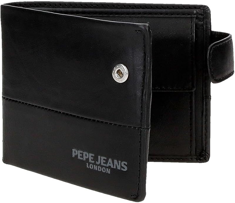 Itaca Portafoglio orizzontale con chiusura a scatto nero 11 x 8,5 x 1 cm Pelle by Joumma Bags